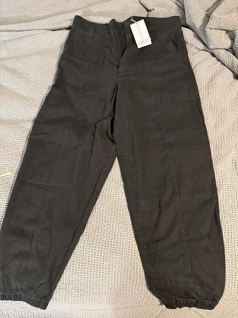 Nazeerah Nile Silt Pants XL Dark Grey Barrel Utility Trousers NWT